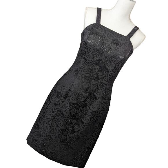 NWOT! DEMETRIOS! LUXE, HAND BEADED  PAISLEY FLORAL "LITTLE BLACK DRESS!" SZ 6 - Picture 1 of 8